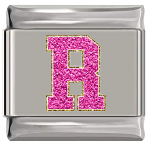 Sparkle Pink Letter R Italian Charm