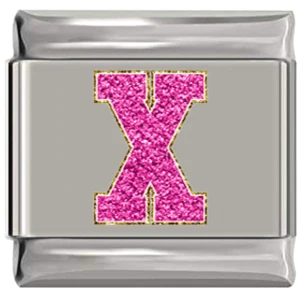 Sparkle Pink Letter X Italian Charm