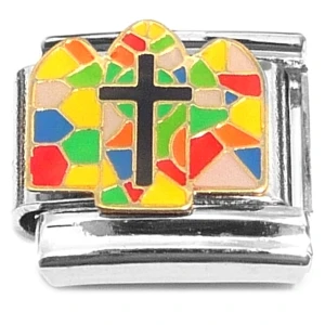 Black Cross Stained Glass Italian Charm