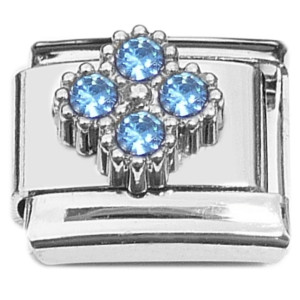Flower Pattern Blue Bling Italian Charm
