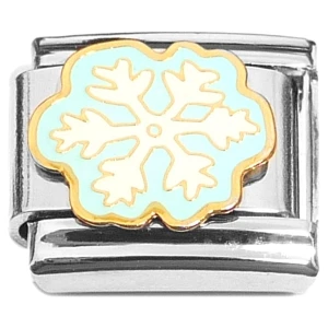 Snowflake White on Blue Italian Charm