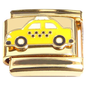 Taxi Cab Car Gold Base Italian Charm