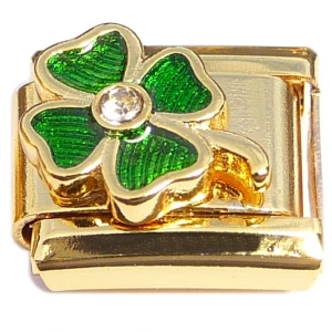 Green Glover Bling Center Gold Base Italian Charm