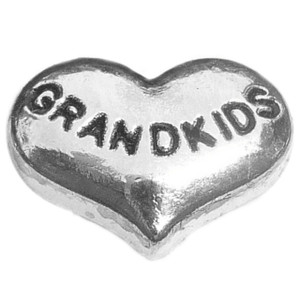 Grandkids Silvertone Heart Floating Locket Charm