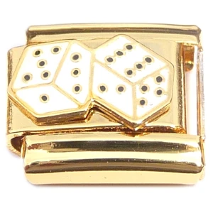 Dice Pair Gold Base Italian Charm