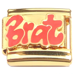 Brat Word Gold Base Italian Charm