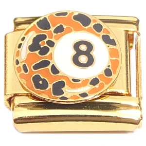 Animal Print Eight Ball Gold Base Italian Charm