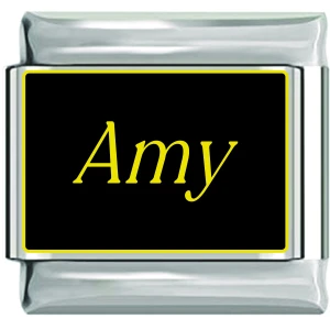 Amy Name Black Italian Charm