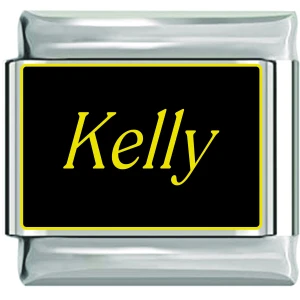 Kelly Name Black Italian Charm
