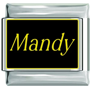 Mandy Name Black Italian Charm