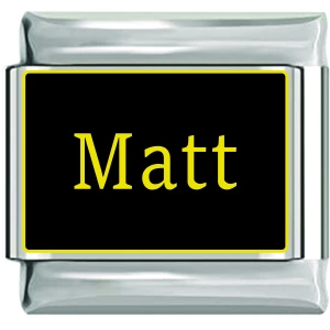 Matt Name Black Italian Charm