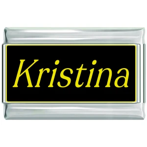 Kristina Name Black Superlink Italian Charm
