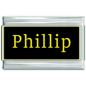 Phillip Name Black Superlink Italian Charm