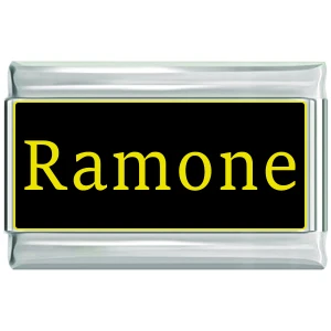 Ramone Name Black Superlink Italian Charm