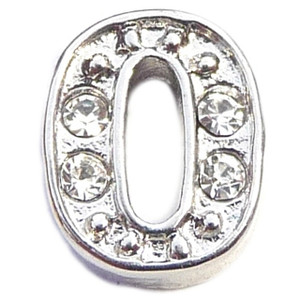 Fancy Silvertone Number 0 Floating Locket Charm Fancy Silvertone Number 0 Floating Locket Charm