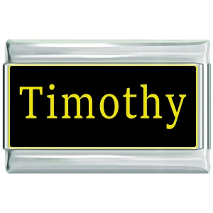 Timothy Name Black Superlink Italian Charm
