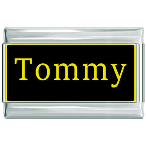 Tommy Name Black Superlink Italian Charm