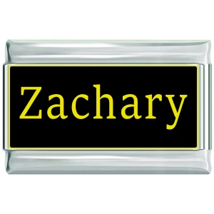 Zachary Name Black Superlink Italian Charm