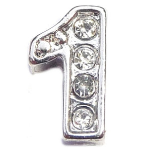 Fancy Silvertone Number 1 Floating Locket Charm Fancy Silvertone Number 1 Floating Locket Charm