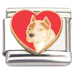 Pitbull Pit Bull Dog Red Heart Italian Charm