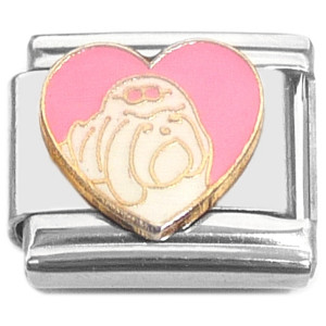 Shih Tzu Puppy Dog Pink Heart Italian Charm