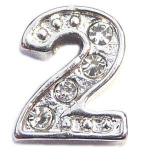Fancy Silvertone Number 2 Floating Locket Charm Fancy Silvertone Number 2 Floating Locket Charm
