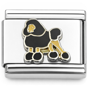 Black Brown Poodle Puppy Dog Italian Charm