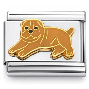 Sitting Light Brown Puppy Dog Italian Charm