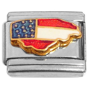 Red White Blue Flag Illinois State Outline Italian Charm