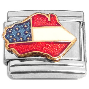 Red White Blue Flag Wisconsin State Outline Italian Charm
