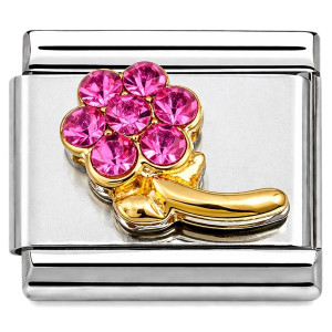 Pink Bling Flower Italian Charm