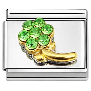Light Green Bling Flower Italian Charm