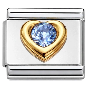 Light Blue Bling on Heart Italian Charm