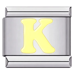 Yellow Letter K Italian Charm