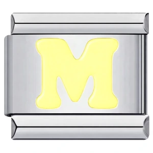 Yellow Letter M Italian Charm