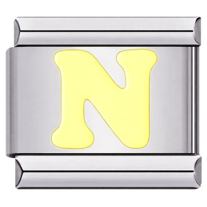 Yellow Letter N Italian Charm
