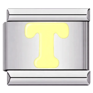 Yellow Letter T Italian Charm