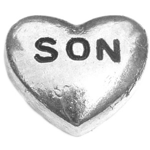 Son Silvertone Heart Floating Locket Charm