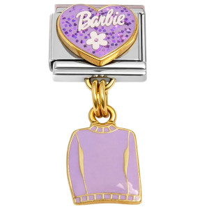 Purple Heart Sweater Dangle Italian Charm