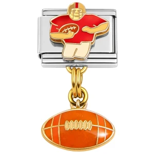 Red Football Player Dangle Italian Charm