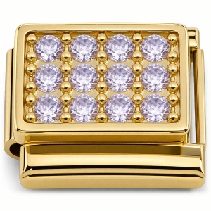 Pink Bling Pattern Goldtone Base Italian Charm