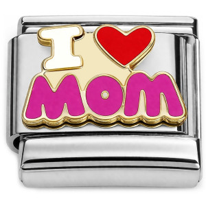 I Love Mom Red Purple Italian Charm