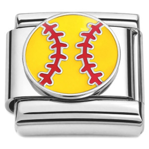 Yellow Softball Italian Charm