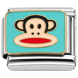 Monkey Face Light Blue Italian Charm
