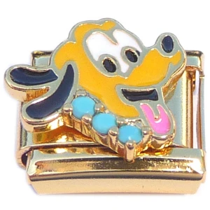 Cartoon Dog Gold Base Italian Charm