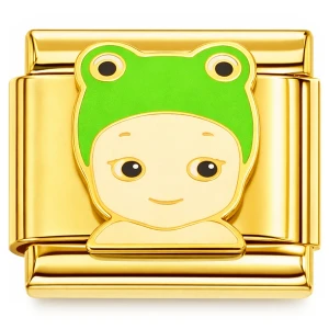 Frog Angel Gold Base Italian Charm