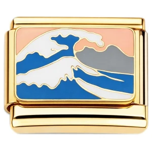 Great Big Wave Gold Base Italian Charm