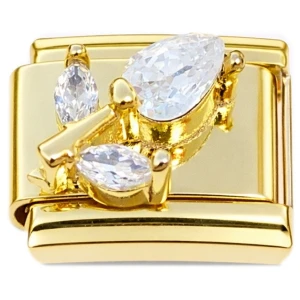 Multi Bling Flower Gold Base Italian Charm