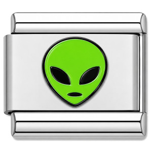 Alien Head Green Face Value Italian Charm
