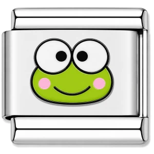 Green Smiling Frog Face Value Italian Charm